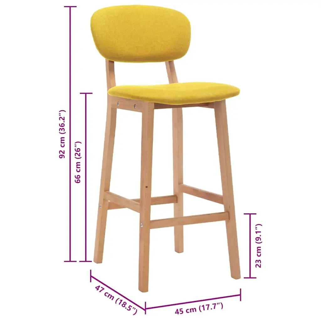 Bar Stools Fabric Yellow 2 Piece Set Kitchen Counter Chair