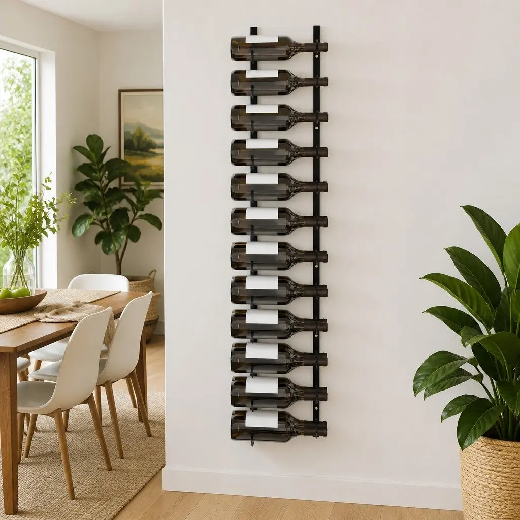 Wall-mounted Wine Rack for 24 Bottles in Black