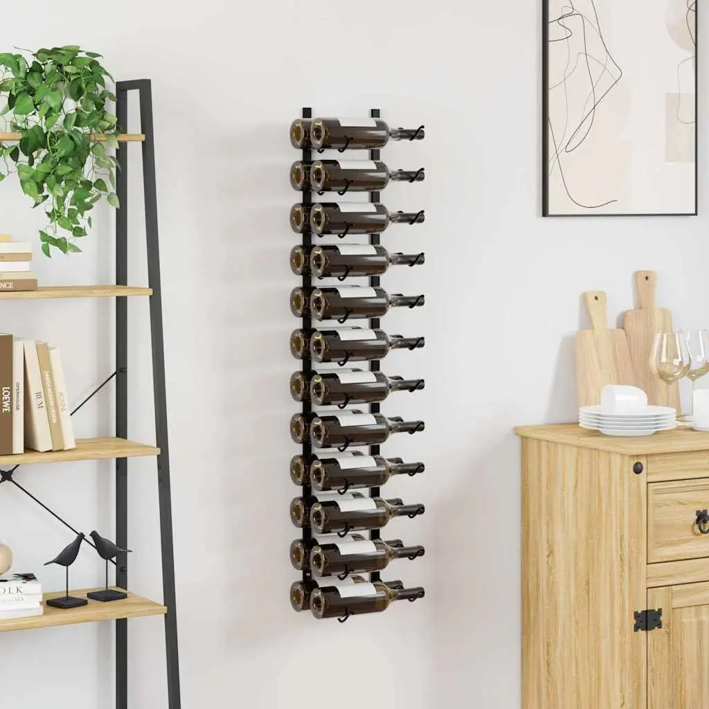 Wall-mounted Wine Rack for 24 Bottles in Black