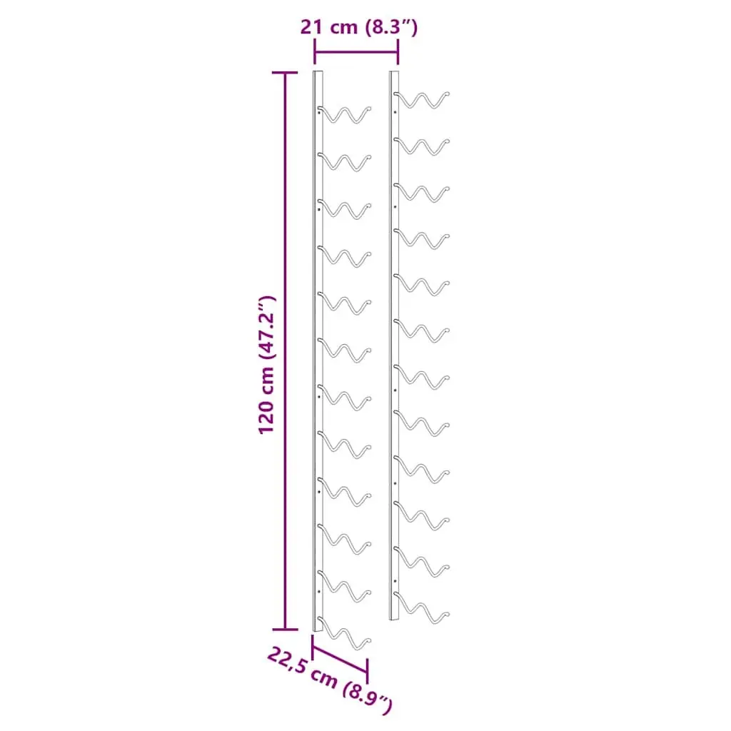 Wall-mounted Wine Rack for 24 Bottles in Black