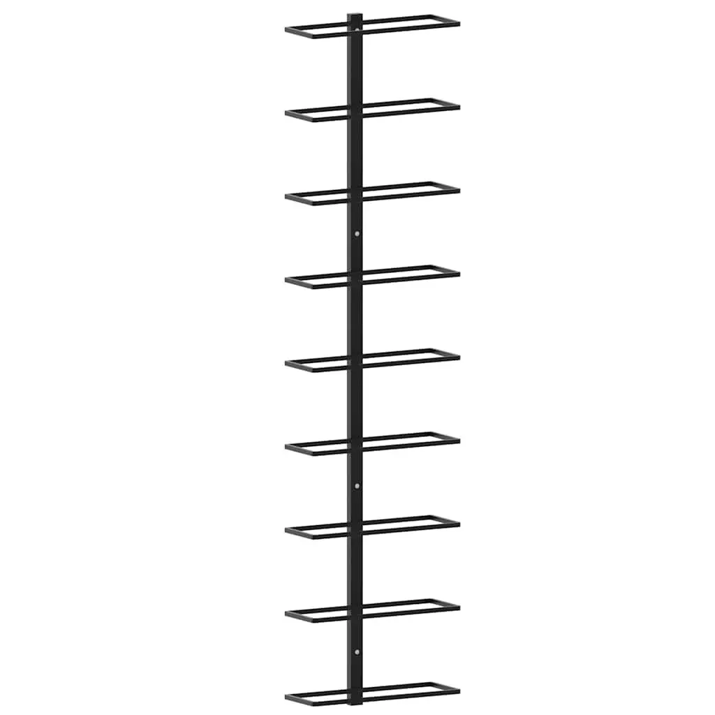 Wall-Mounted Wine Rack Powder-Coated Iron 9 Bottle Black