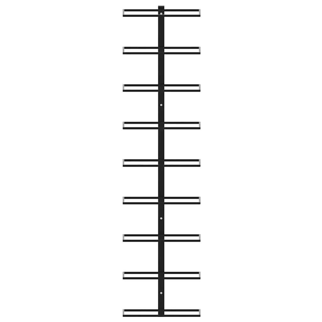 Wall-Mounted Wine Rack Powder-Coated Iron 9 Bottle Black