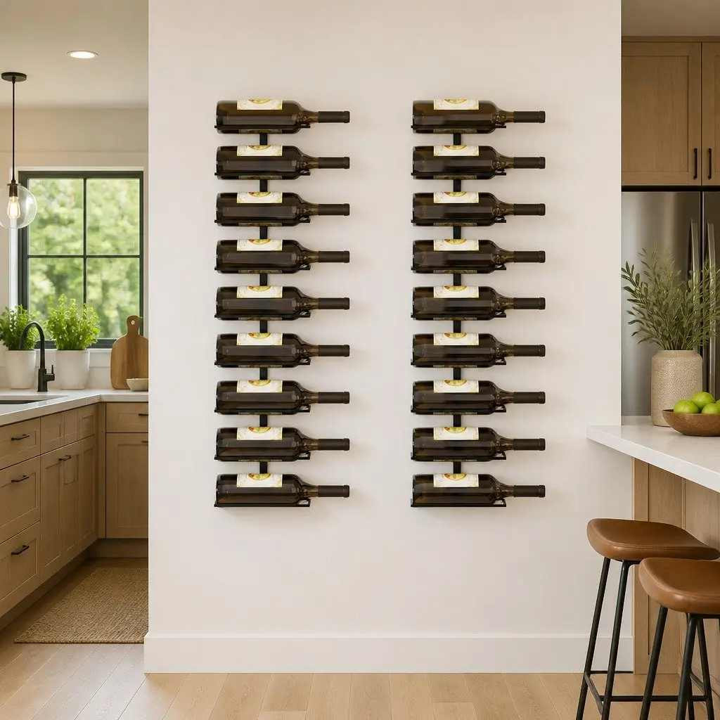 Wall-mounted Wine Rack Set for 18 Bottles