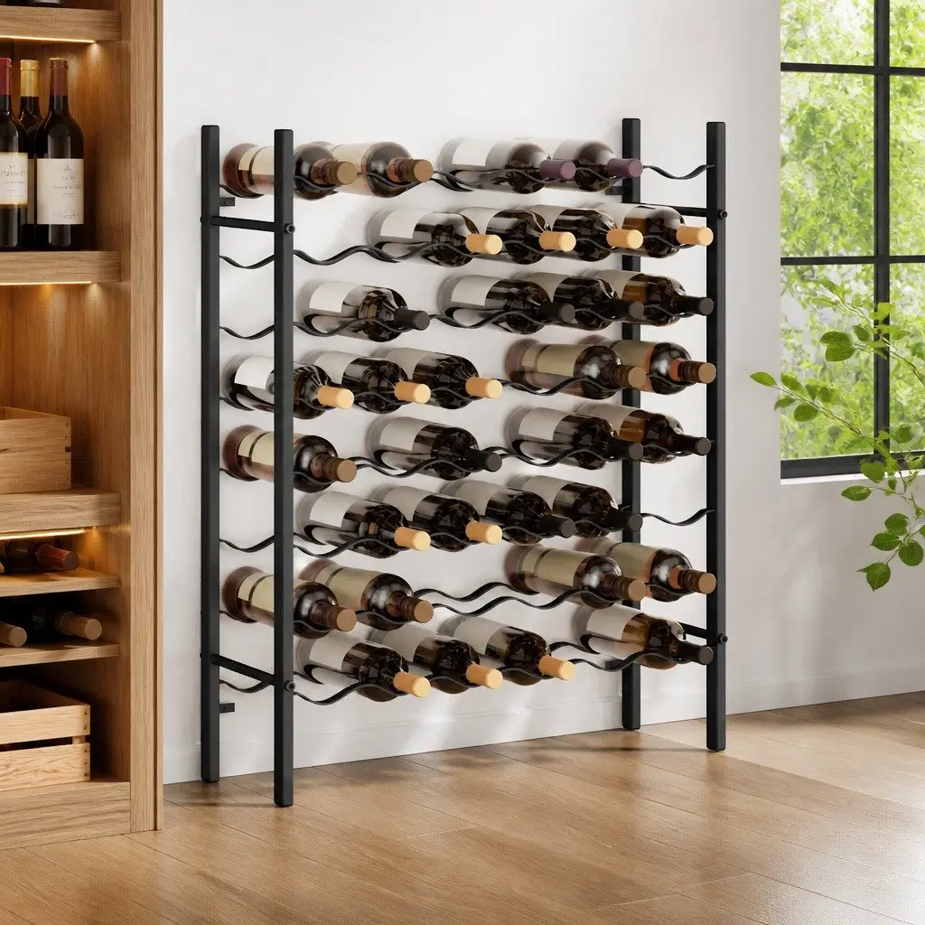 48 Bottle Wine Rack in Black Metal