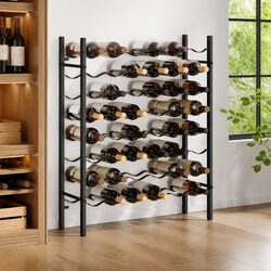 Sturdy 48 Bottle Wine Rack in Black Metal
