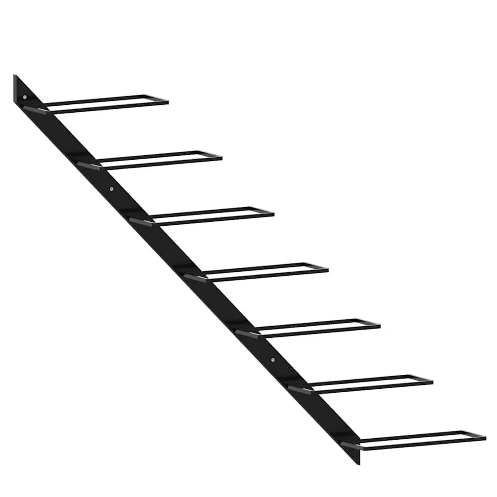Black Metal Wall-Mounted Wine Rack for 7 Bottles