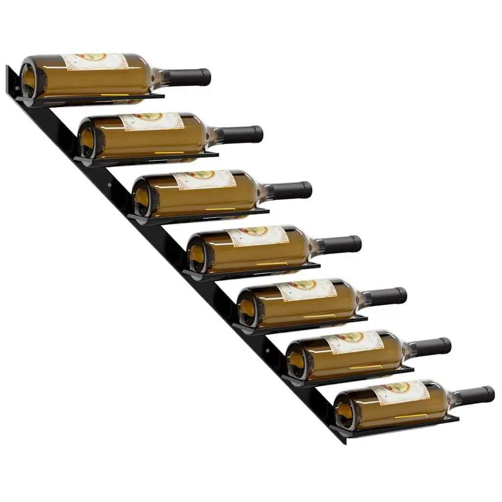 Black Metal Wall-Mounted Wine Rack for 7 Bottles