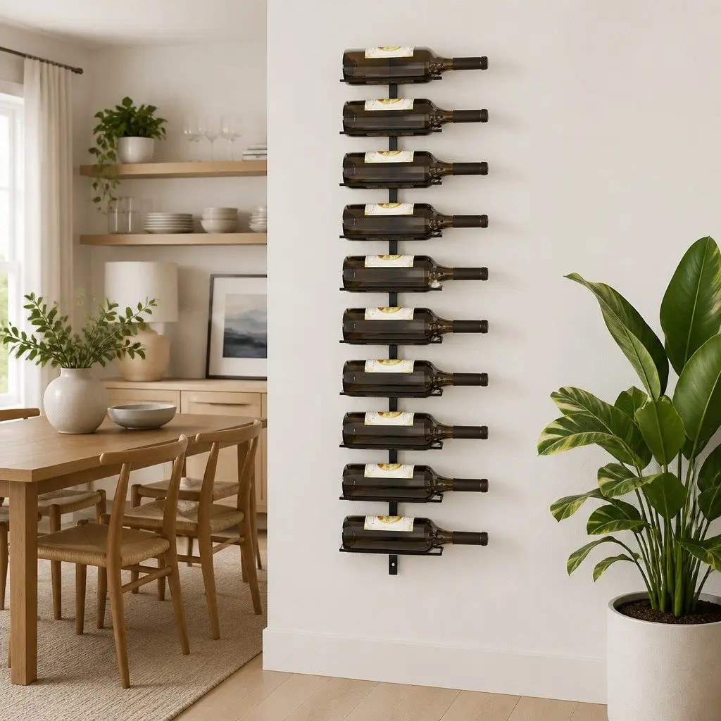 Black Metal Wine Rack for 10 Bottles