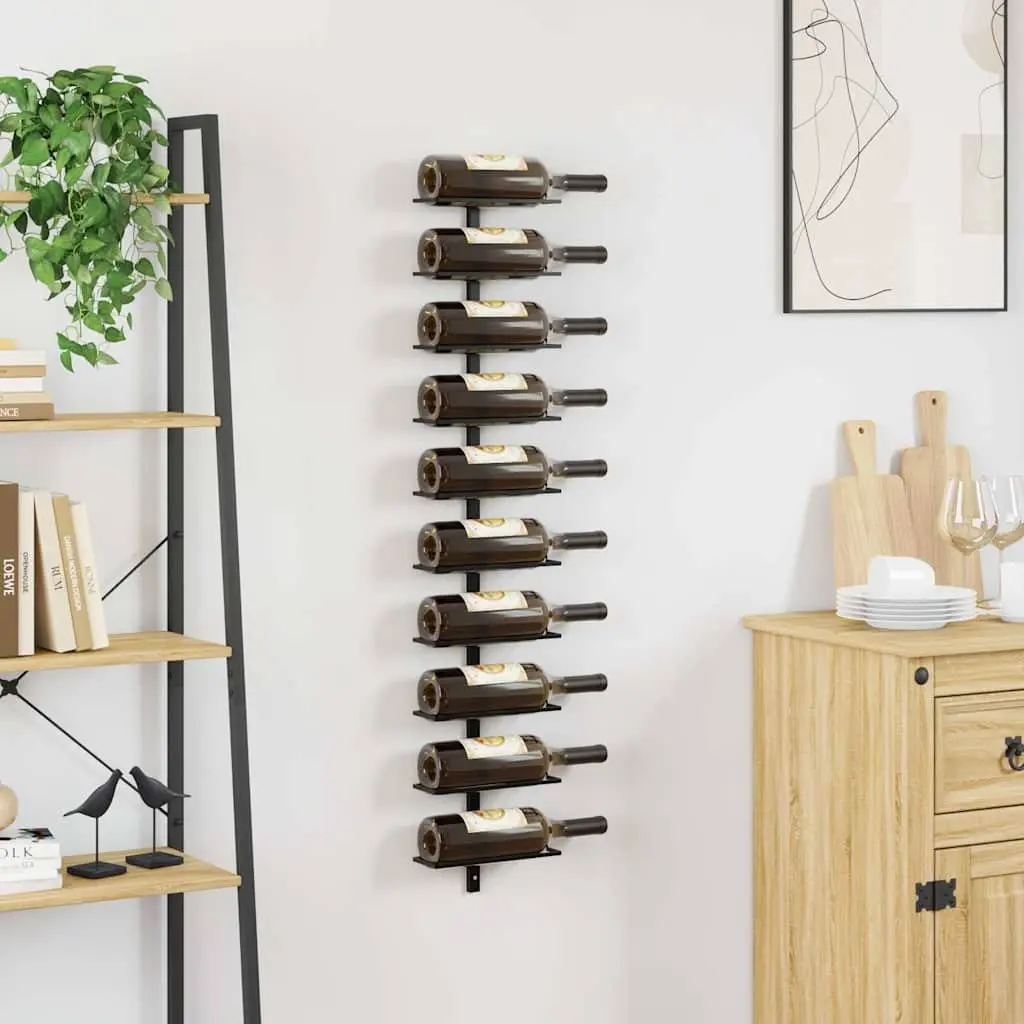 Black Metal Wine Rack for 10 Bottles