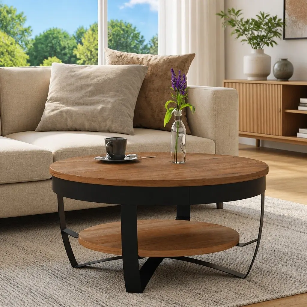 Coffee Table Solid Acacia Wood 65x65x32 cm Brown