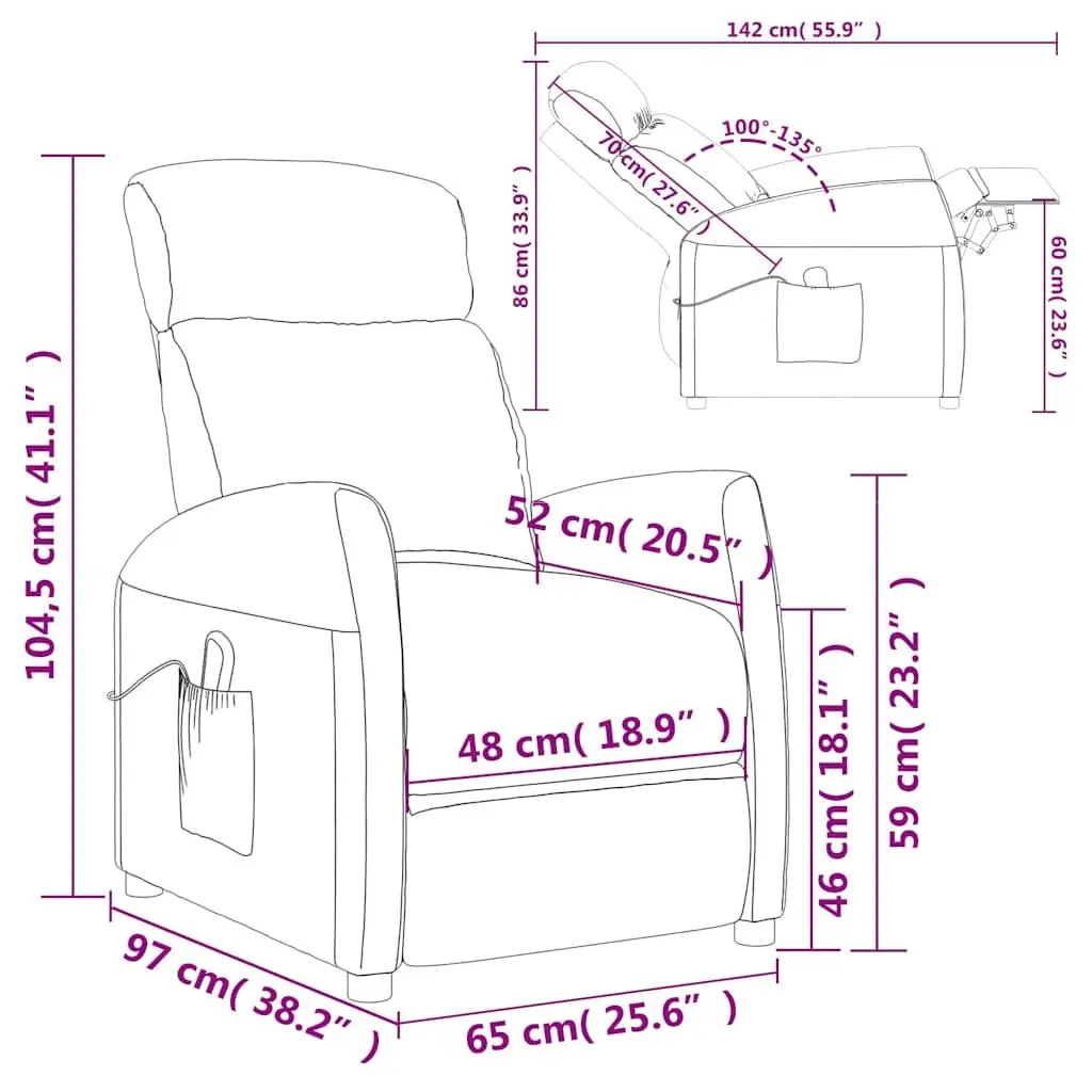 Black Reclining Massage Chair with 6 Vibration Points