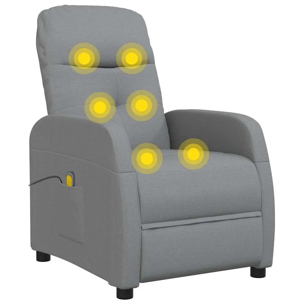 Electric Massage Chair Fabric Grey Reclining Armchair 6 Massage Points