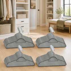 Clothes Hangers 100 Pieces Anti-slip Grey Velvet Coating Plastic Metal Durable