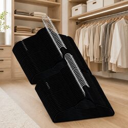Durable 50 Pack Velvet Coated Clothes Hangers in Black