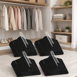 Clothes Hangers 100 Pack Anti-slip Velvet Black Wardrobe Storage Organiser Set