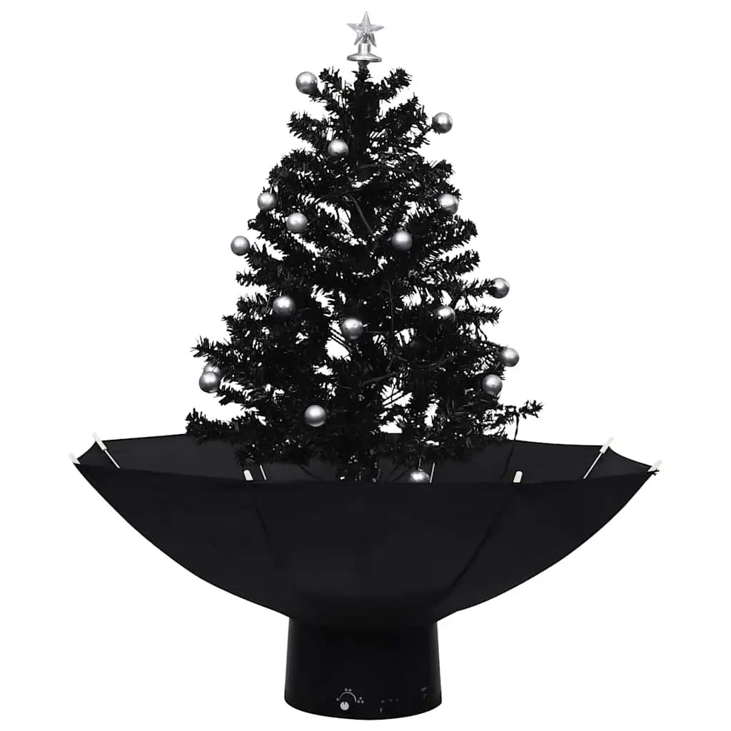 Black Artificial Christmas Tree with Snow Effects