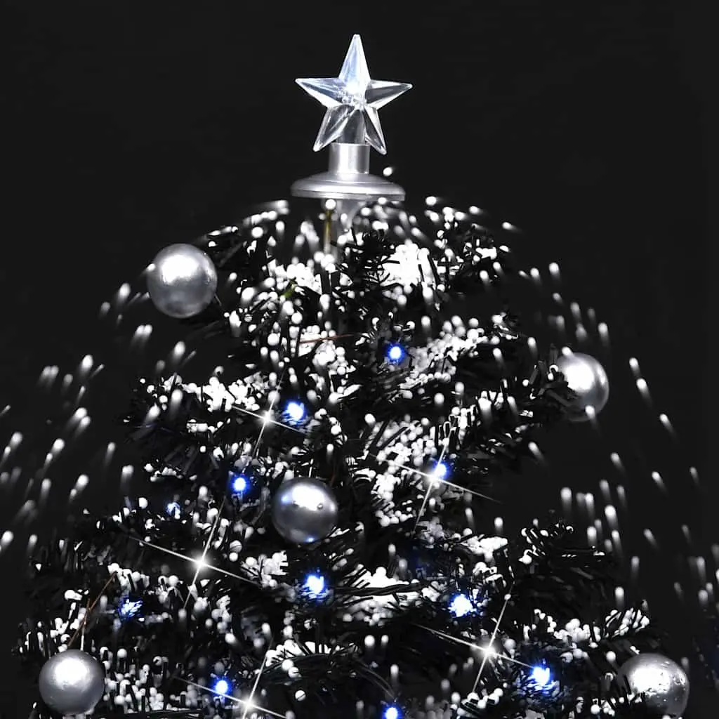 Black Artificial Christmas Tree with Snow Effects