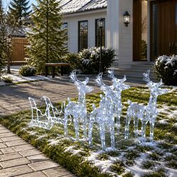 Stunning Christmas Reindeer Sleigh Decoration with LED Lights