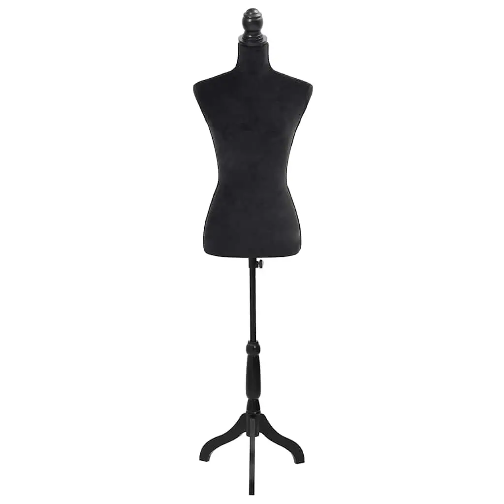 Bust Display Mannequin Velvet Adjustable Torso Black