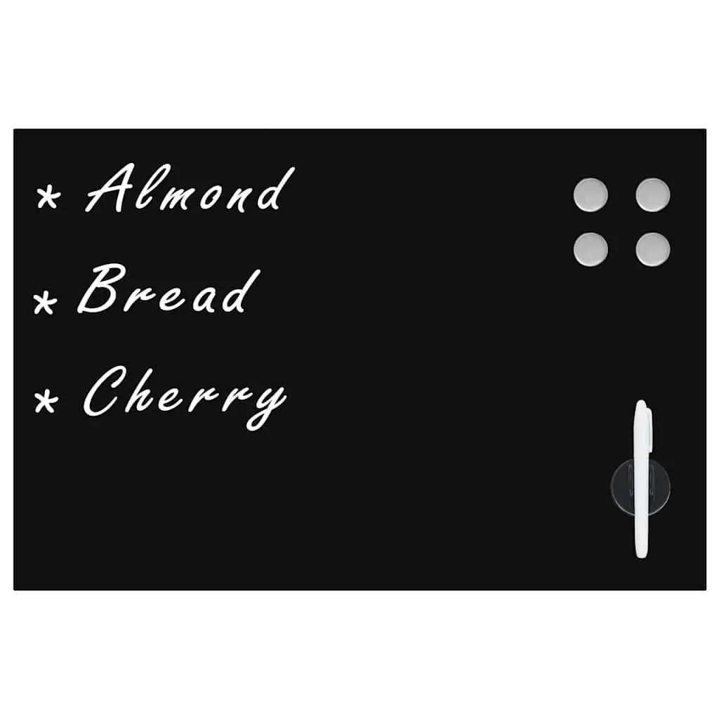 Magnetic Glass Dry Erase Board 60x40cm Black Wall Mounted