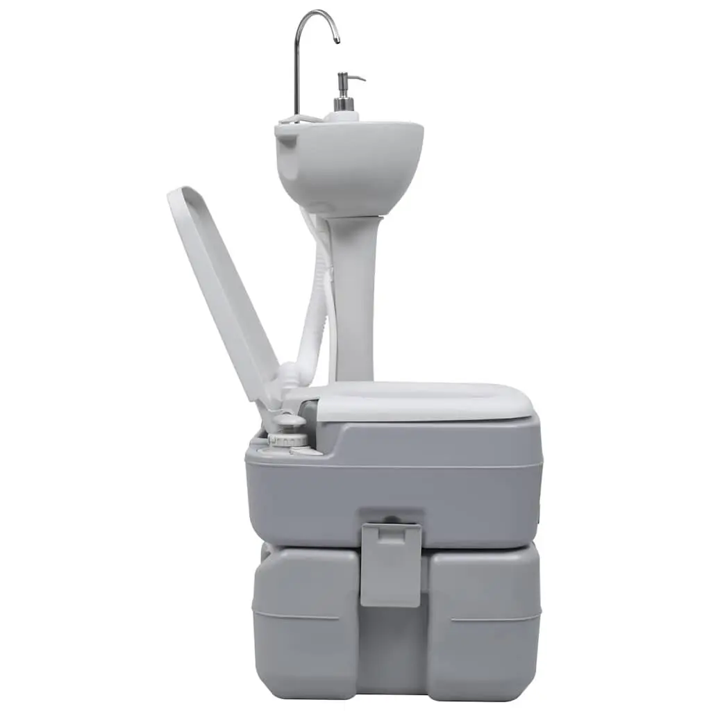 Portable Camping Toilet Handwash Stand Set Grey