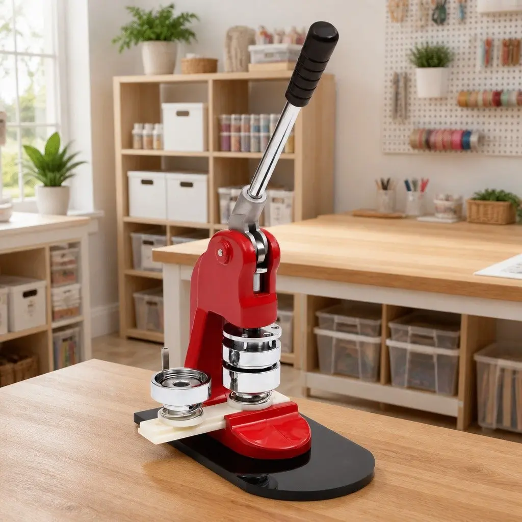 Red Button Badge Maker Machine for DIY Crafting