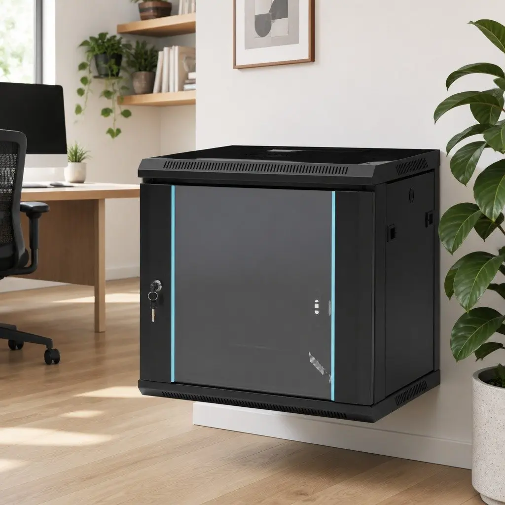 9U Wall Mounted Network Cabinet Steel 600x450x510mm Black