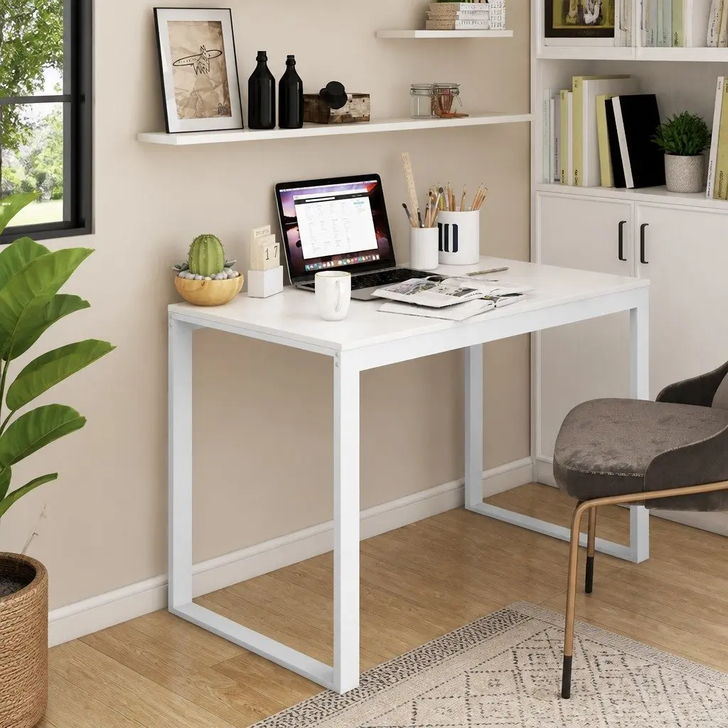 White Computer Desk 110x60x73 cm for Home Office