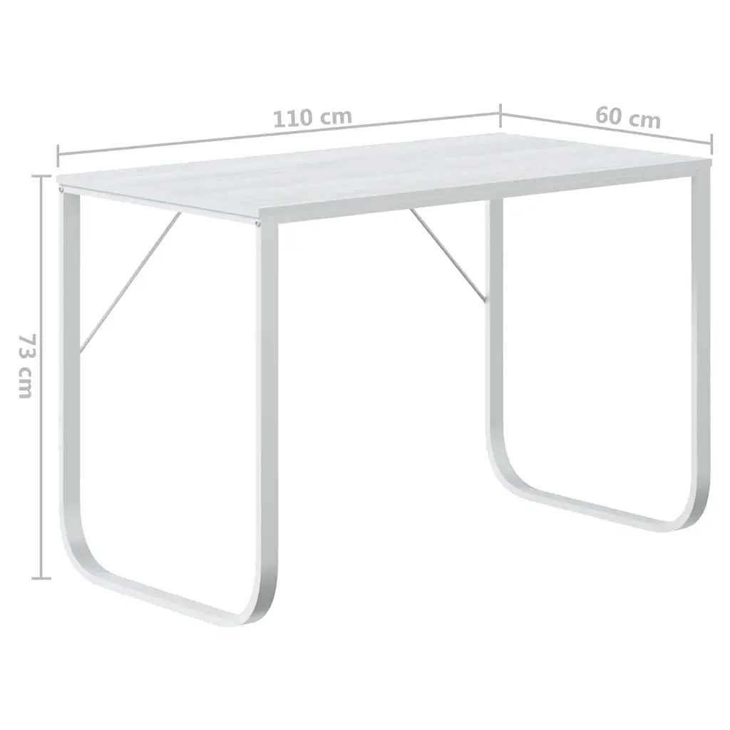 White Computer Desk with Metal Frame 110x60x73cm