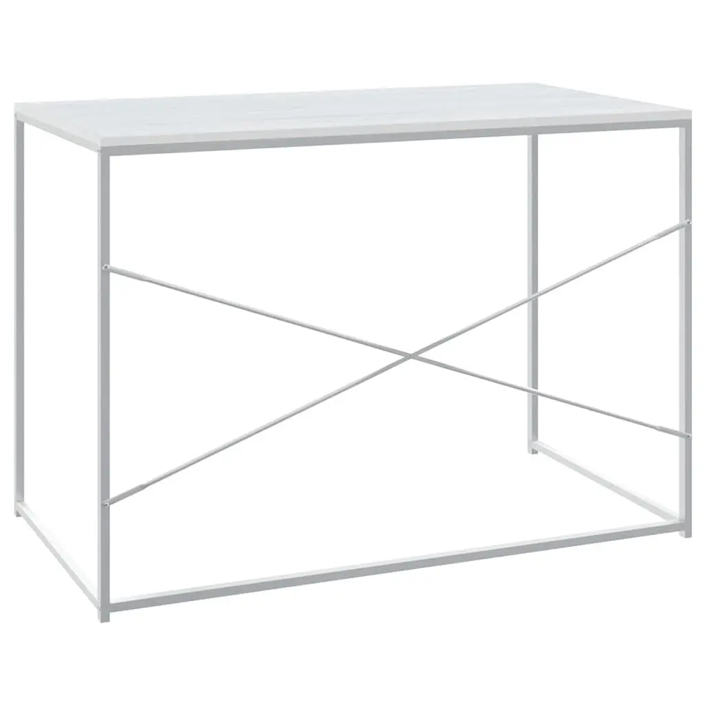 White Computer Desk with Sturdy Metal Frame