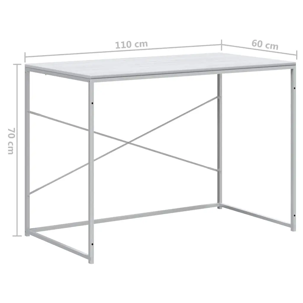 White Computer Desk with Sturdy Metal Frame