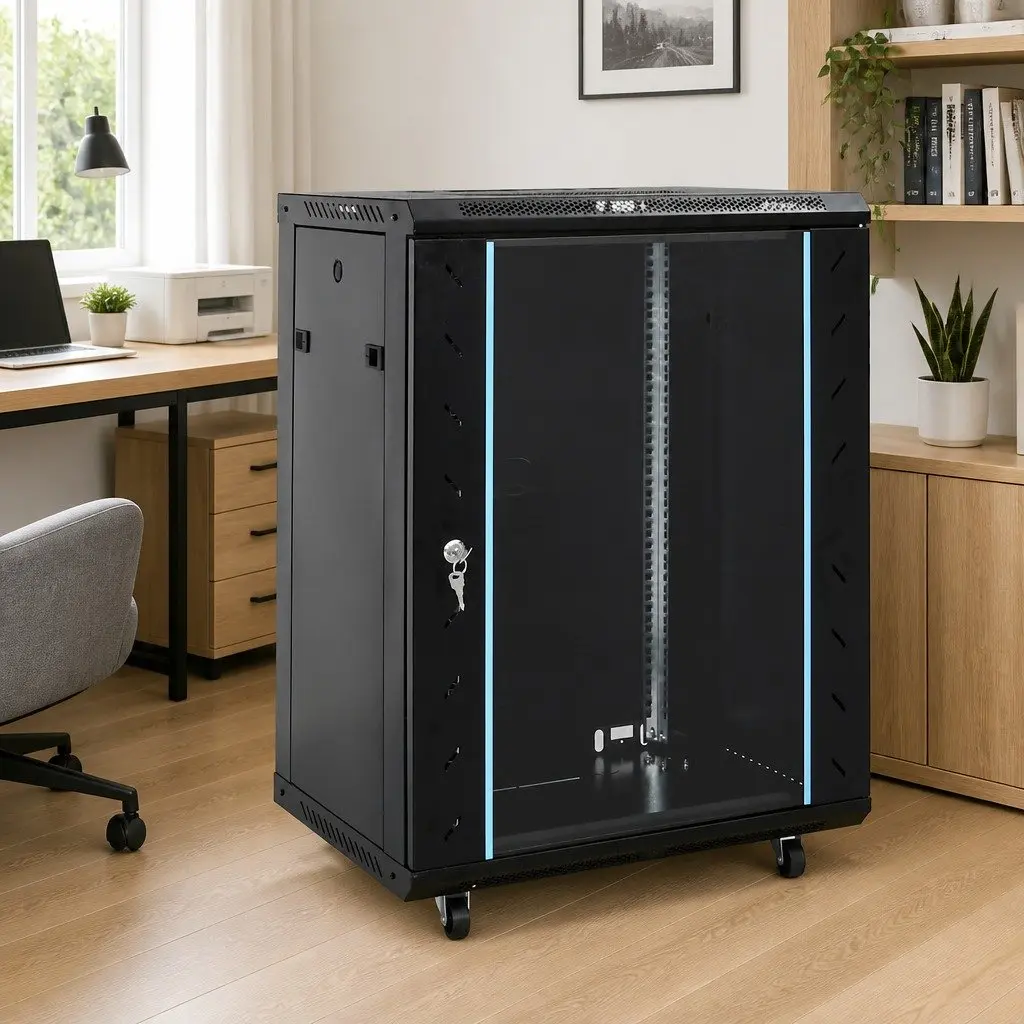 15U Network Cabinet Cold-Rolled Steel 60 x 45 x 86 cm Black