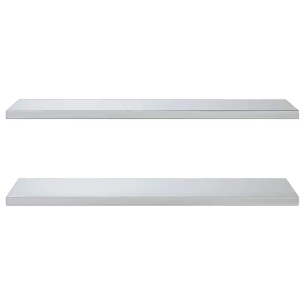 Wall Shelves Stainless Steel 100x40 cm Silver 2 Piece Floating Storage Display