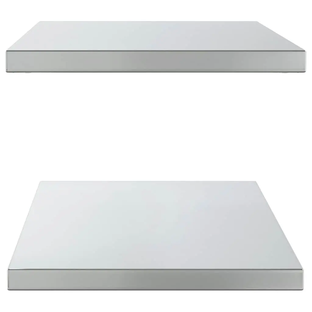 Wall Shelves Stainless Steel 100x40 cm Silver 2 Piece Floating Storage Display