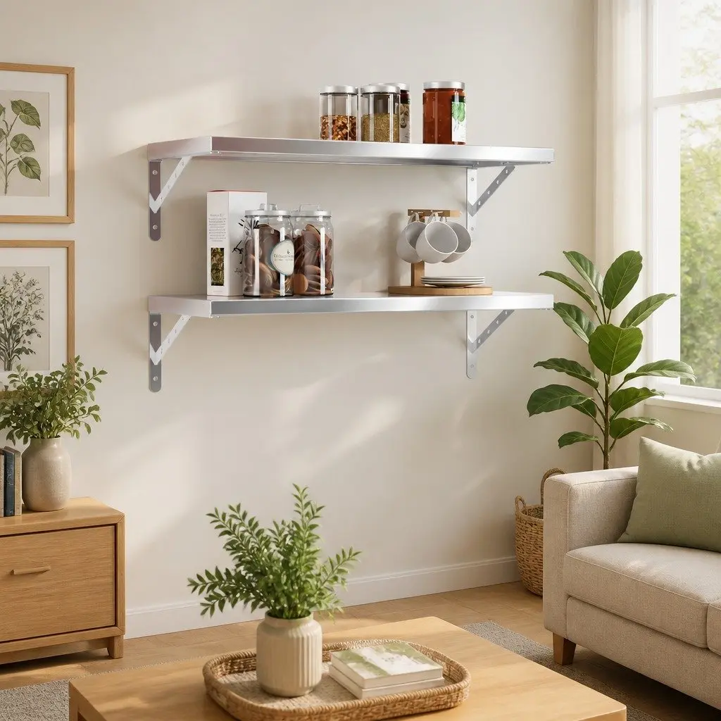 Wall Shelves Stainless Steel 75x30 cm Silver 2 Piece