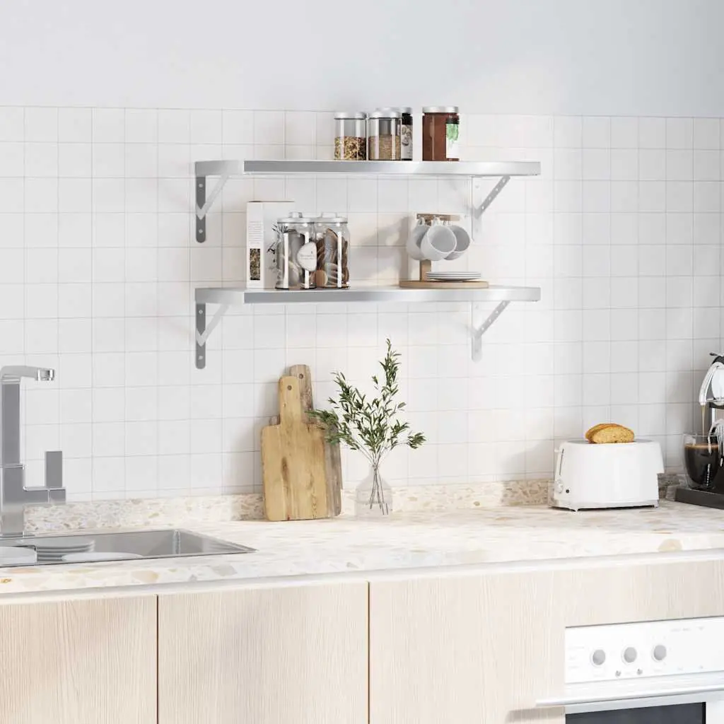 Wall Shelves Stainless Steel 75x30 cm Silver 2 Piece
