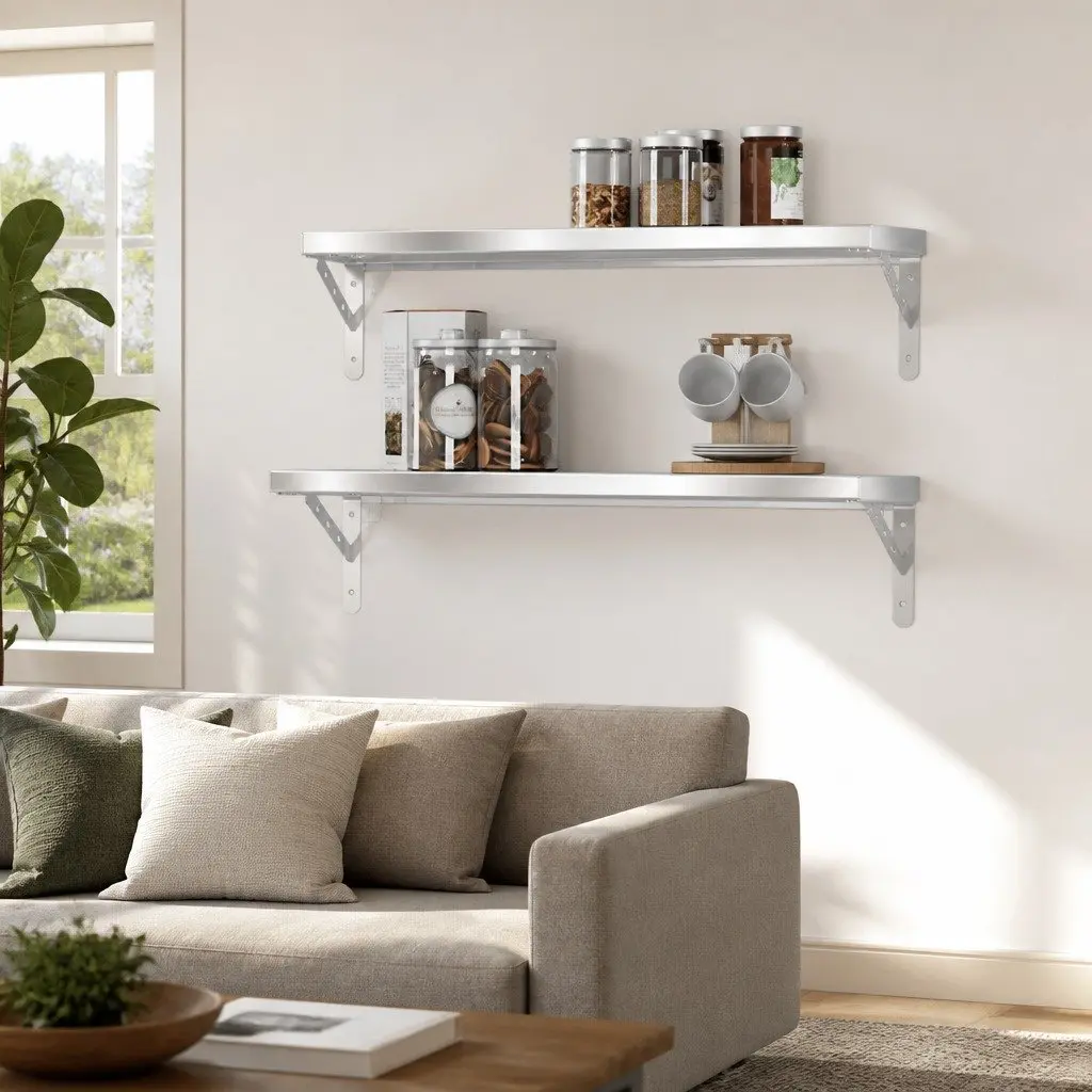 Silver Wall Shelves 2 pcs 75x23.5 cm Floating Rack