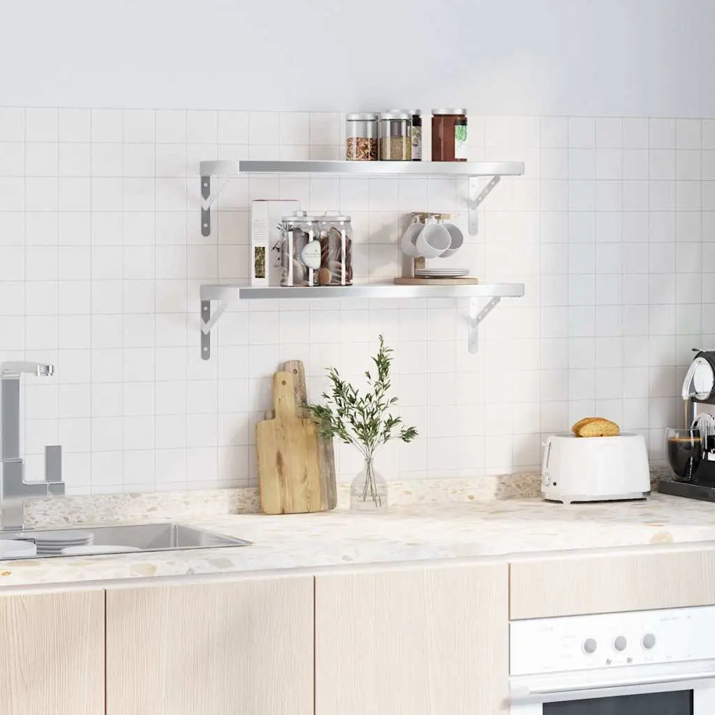 Silver Wall Shelves 2 pcs 75x23.5 cm Floating Rack