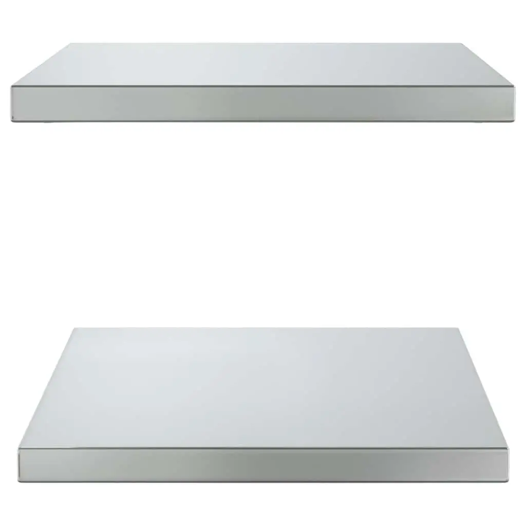Wall Shelves Stainless Steel 50x40 cm Silver 2 Piece