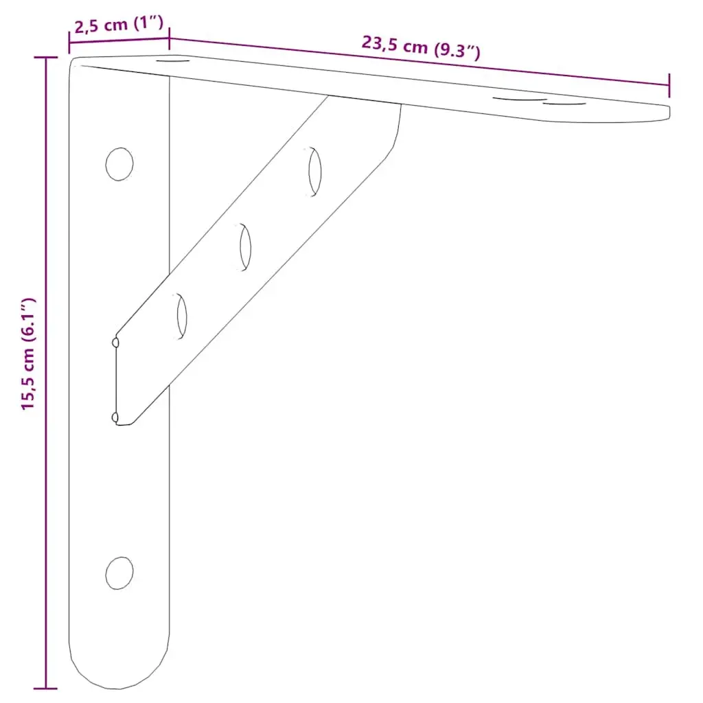 Shelf Brackets 4 Pieces Wall Mount Stainless Steel Shelving Support Hardware