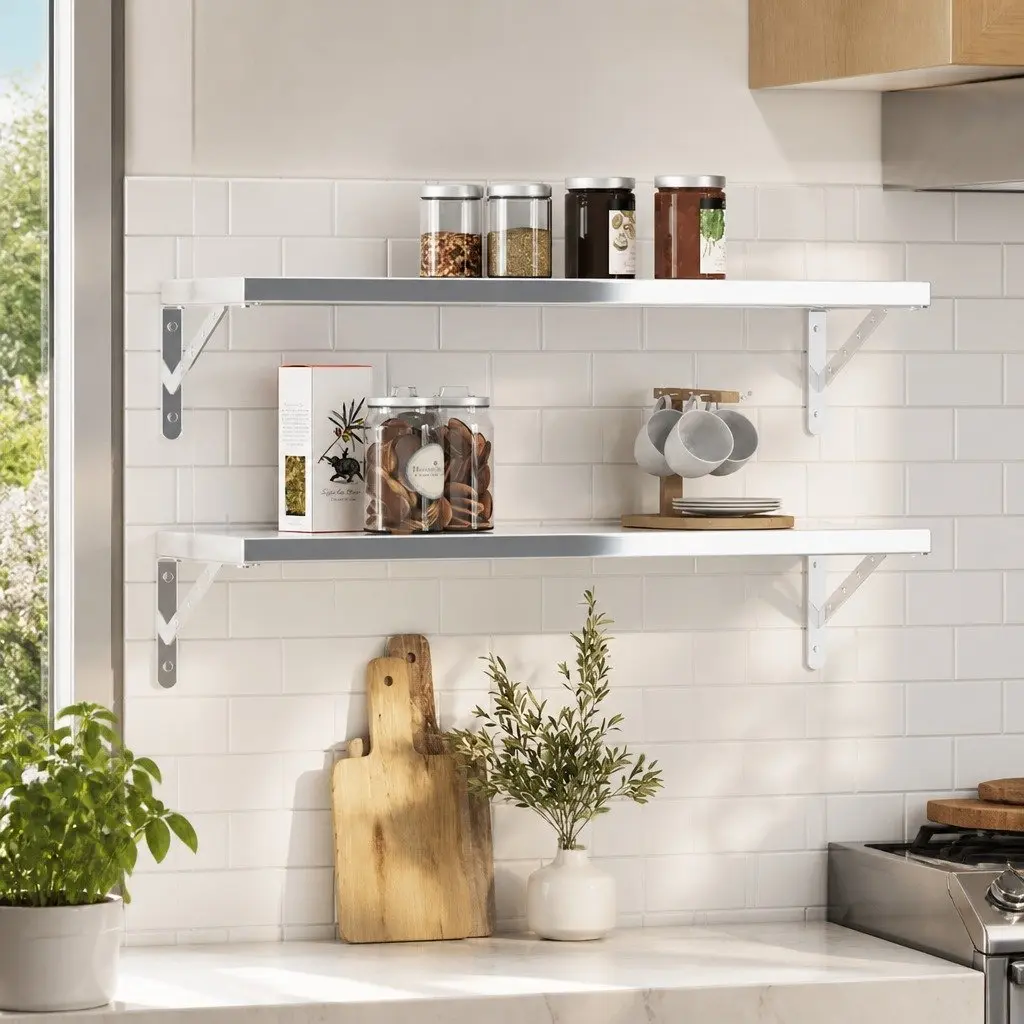 Shelf Brackets Stainless Steel 30 x 2.5 x 15.5 cm Silver 4 Pieces