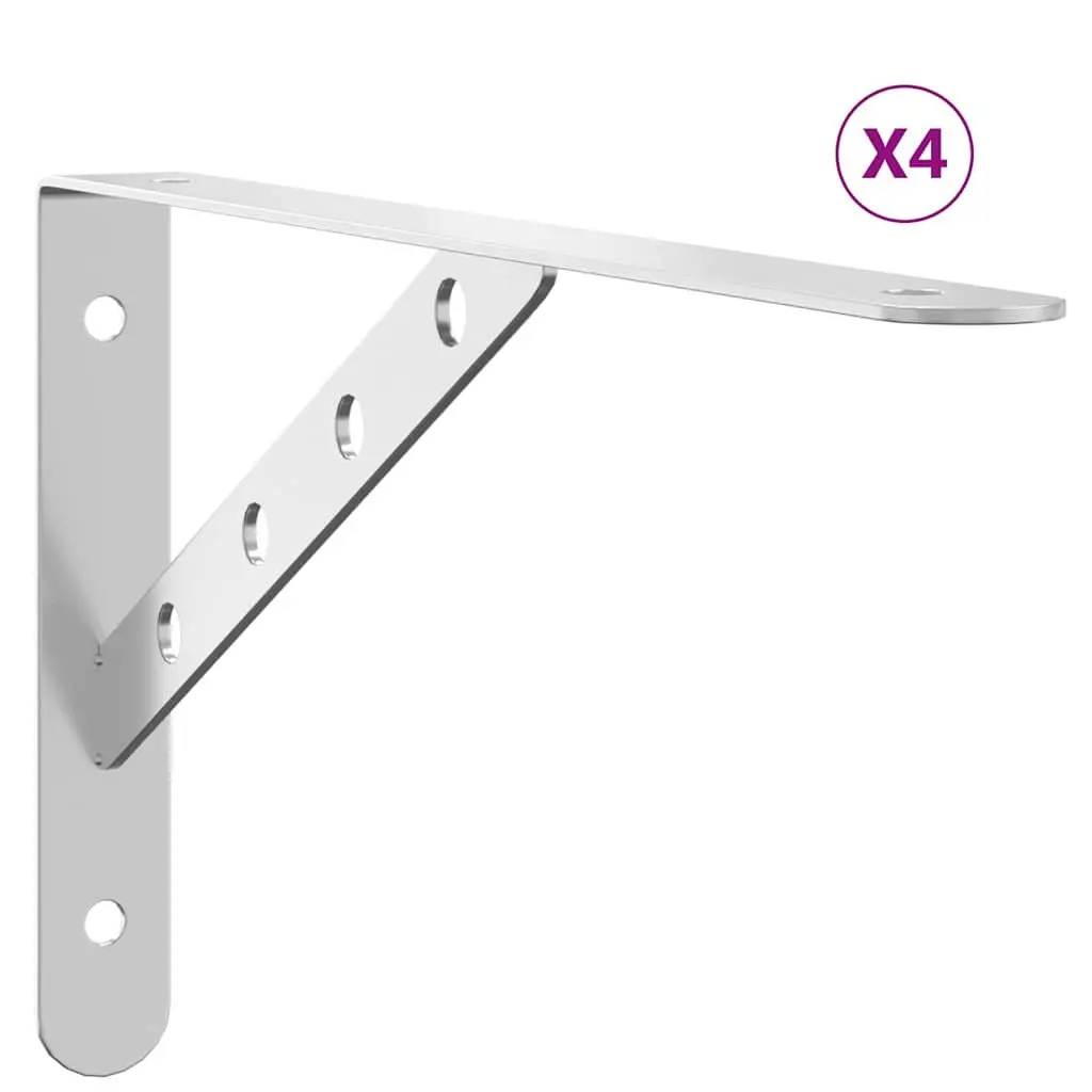 Shelf Brackets Stainless Steel 30 x 2.5 x 15.5 cm Silver 4 Pieces