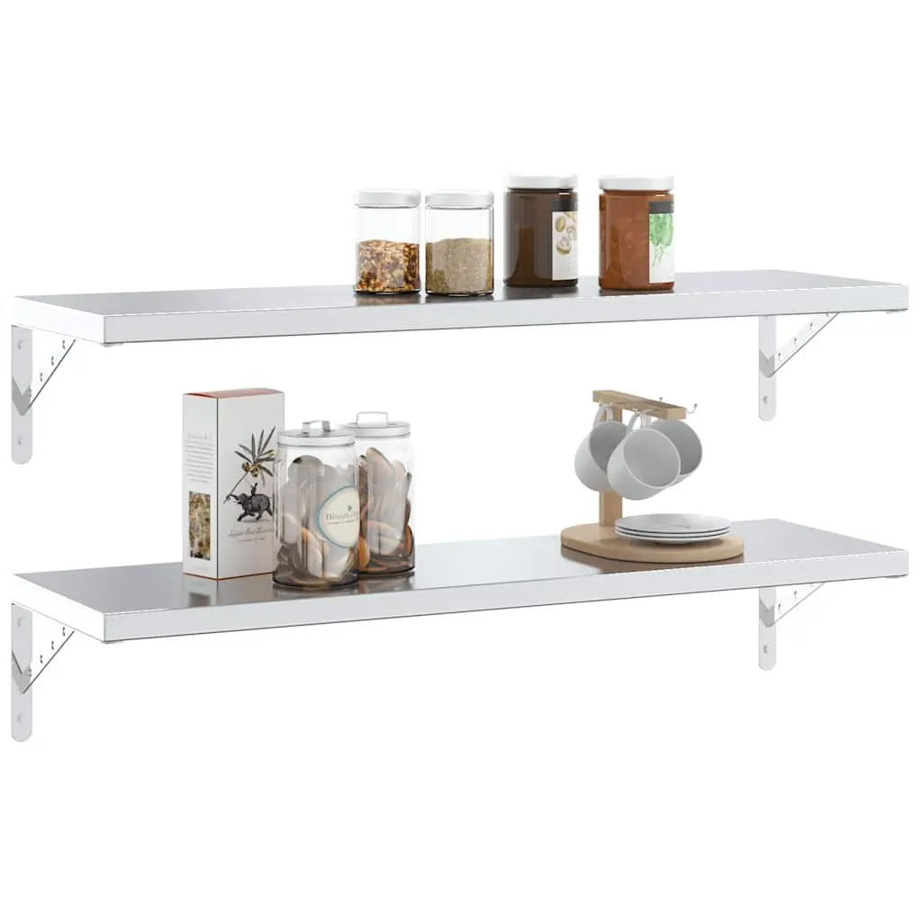 Shelf Brackets Stainless Steel 30 x 2.5 x 15.5 cm Silver 4 Pieces