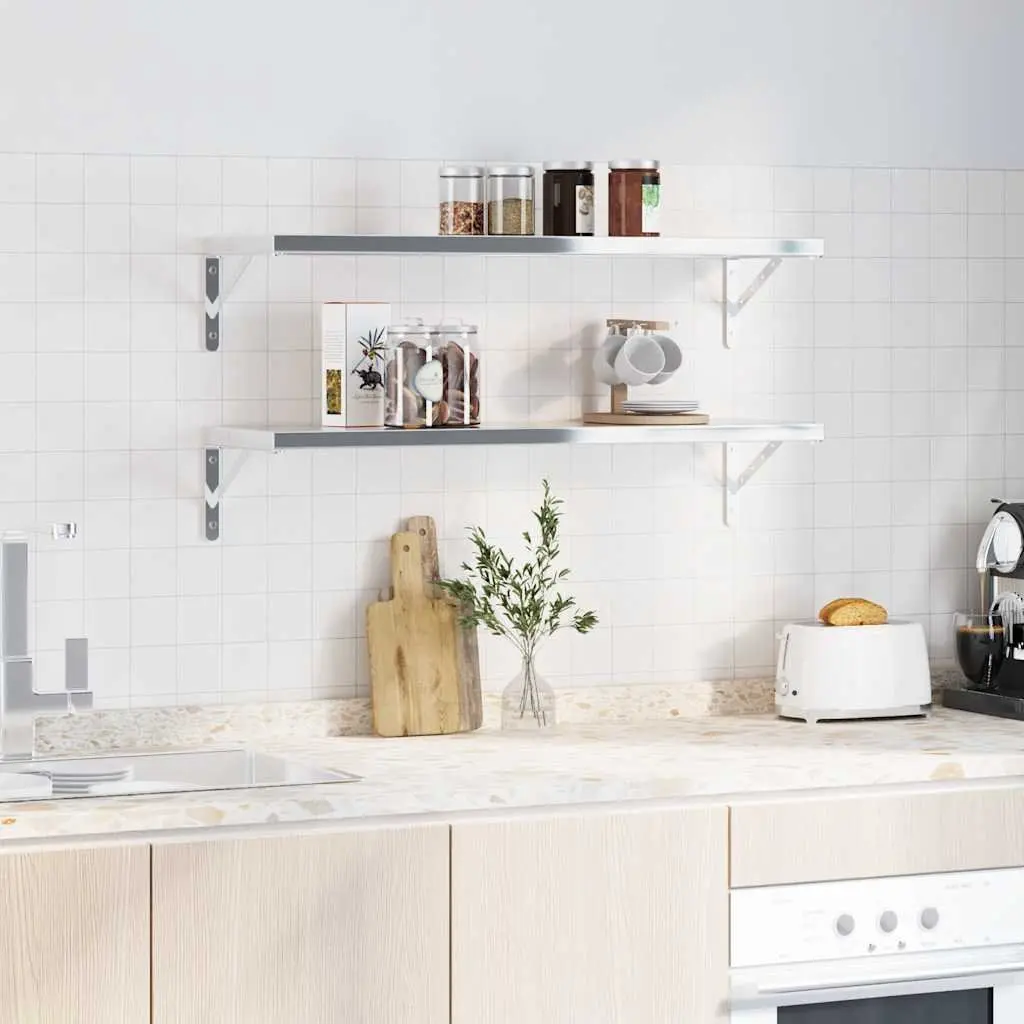 Shelf Brackets Stainless Steel 30 x 2.5 x 15.5 cm Silver 4 Pieces