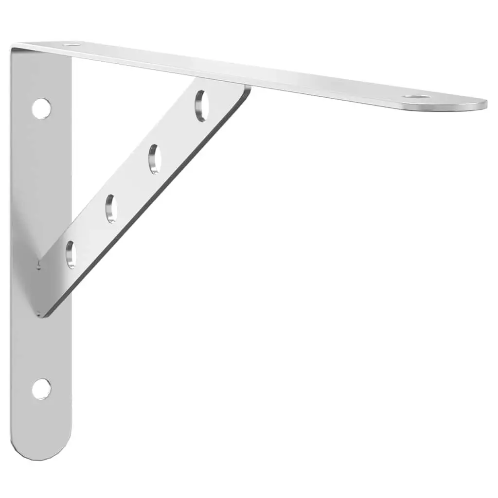 Shelf Brackets Stainless Steel 30 x 2.5 x 15.5 cm Silver 4 Pieces