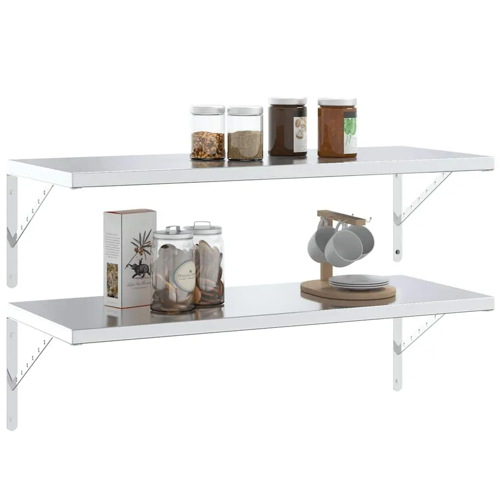 Shelf Brackets Stainless Steel 40 x 2.5 x 25 cm Silver 4 Piece
