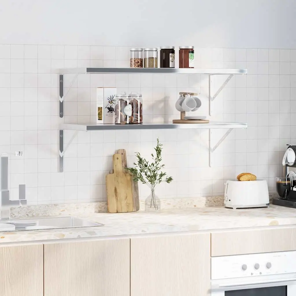 Shelf Brackets Stainless Steel 40 x 2.5 x 25 cm Silver 4 Piece