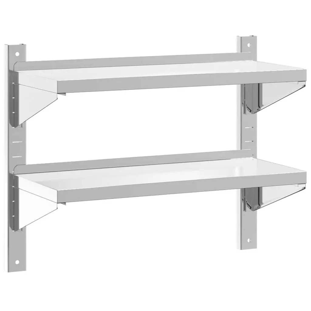 2-Tier Stainless Steel Wall Shelf for Storage