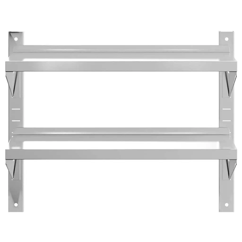 2-Tier Stainless Steel Wall Shelf for Storage