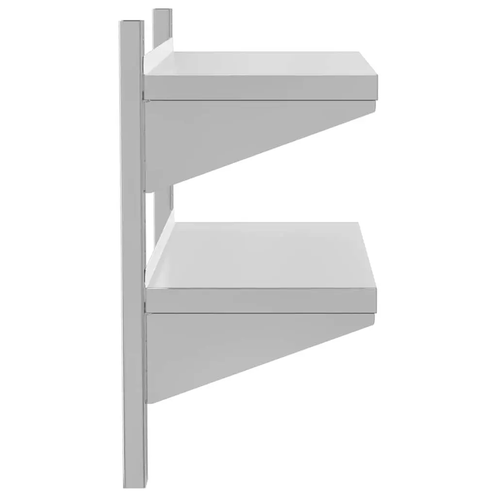 2-Tier Stainless Steel Wall Shelf for Storage
